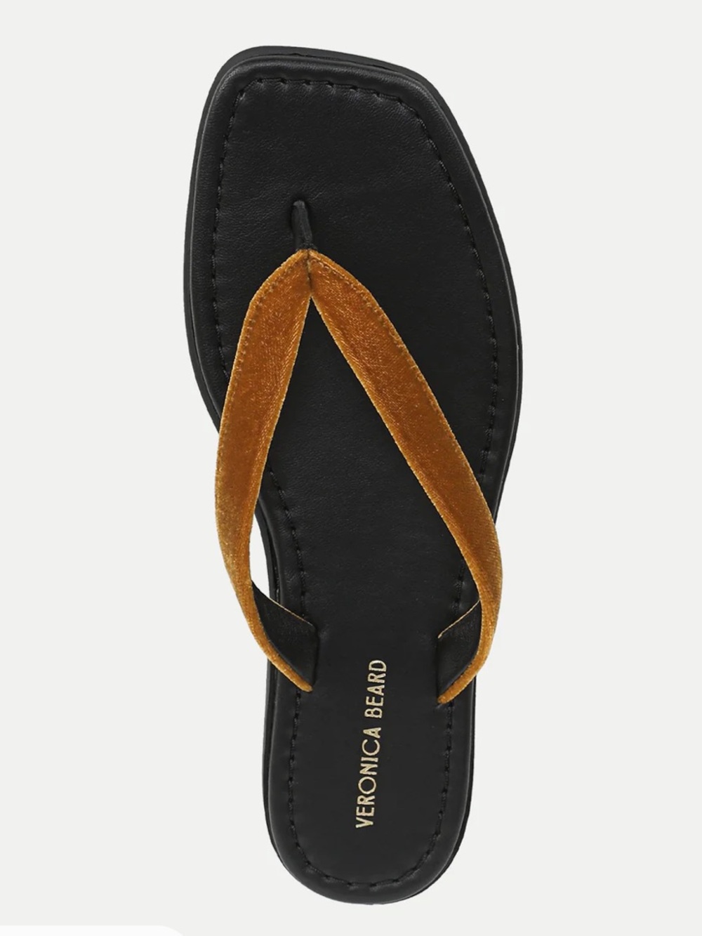 Veronica Beard Clea Velvet Flip-Flop Sandal - Mustard Yellow Strap Like New